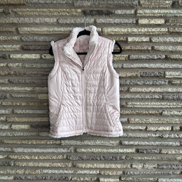 Original Nicole Miller Light Pink Quilted Faux Fur Lined Vest Size Small - Picture 8 of 9